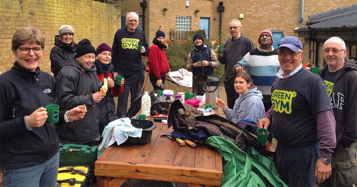 Community group working together background